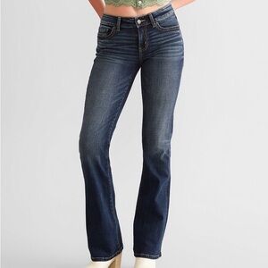 BKE Dark Blue Women's Victoria mid rise tailored Boot Cut Jeans